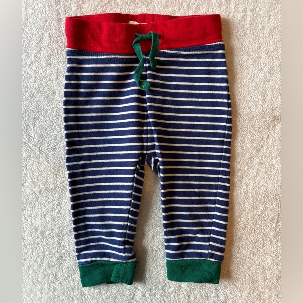 Baby Boden Red Green Blue Striped Baby Pants, Sz 3-6 Months